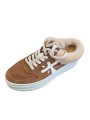 Sneakers mule fourrée suède Camel MICOL 7016M Premiata Femme baskets boutique Strasbourg France shoes store shop online vue
