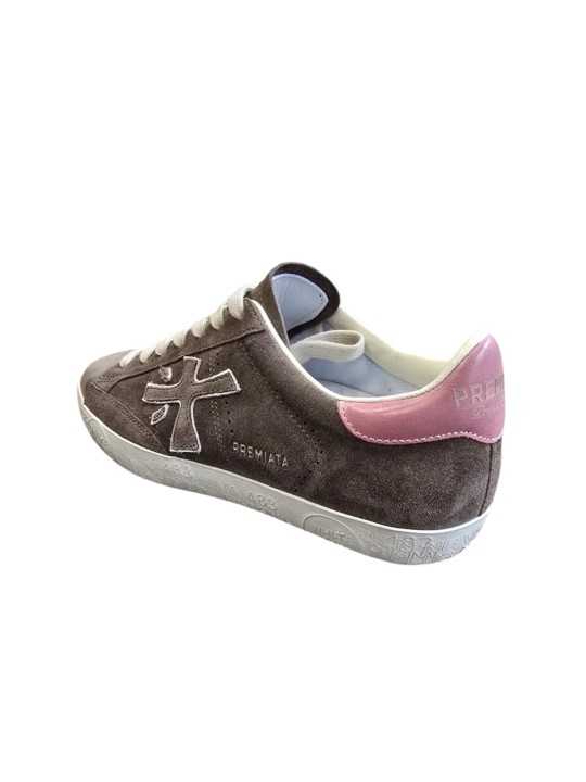 Sneakers Stevend suède taupe spoiler cuir rose 8485 Premiata Femme baskets boutique Strasbourg France store shop online shoes b
