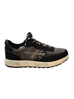 Baskets bi matière toile et cuir noir 8464 Premiata homme sneakers boutique Strasbourg France store shop shoes a