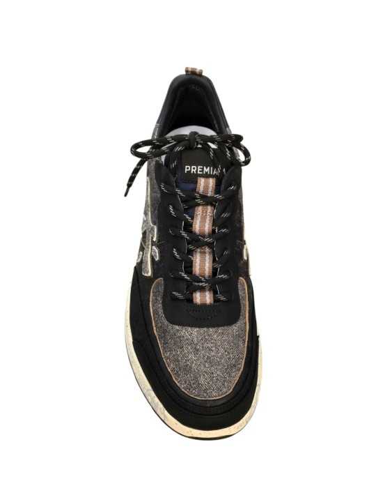 Baskets bi matière toile et cuir noir 8464 Premiata homme sneakers boutique Strasbourg France store shop shoes f