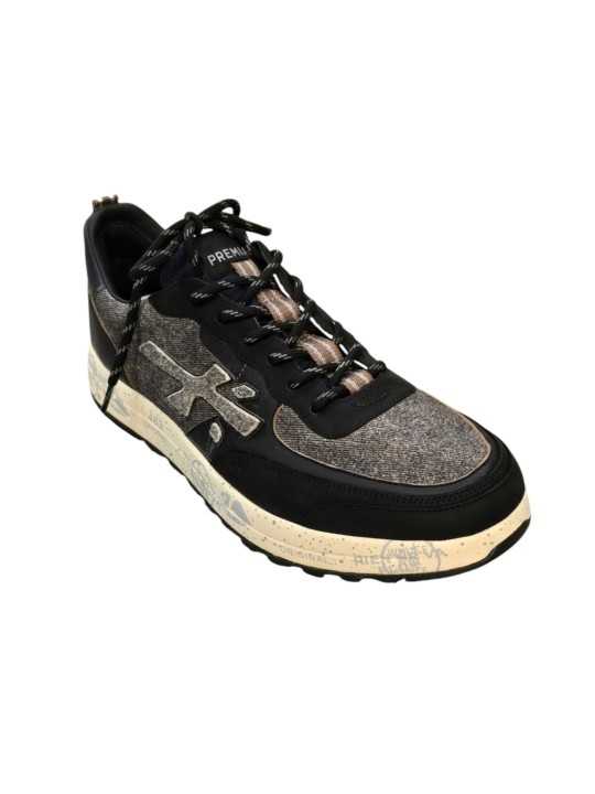 Baskets bi matière toile et cuir noir 8464 Premiata homme sneakers boutique Strasbourg France store shop shoes s
