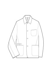 VESTE 5 BOUTONS PRINCE DE GALLE CHOCO NAVY POCHES PLAQUEES M1R 017X W03223 76 croquis