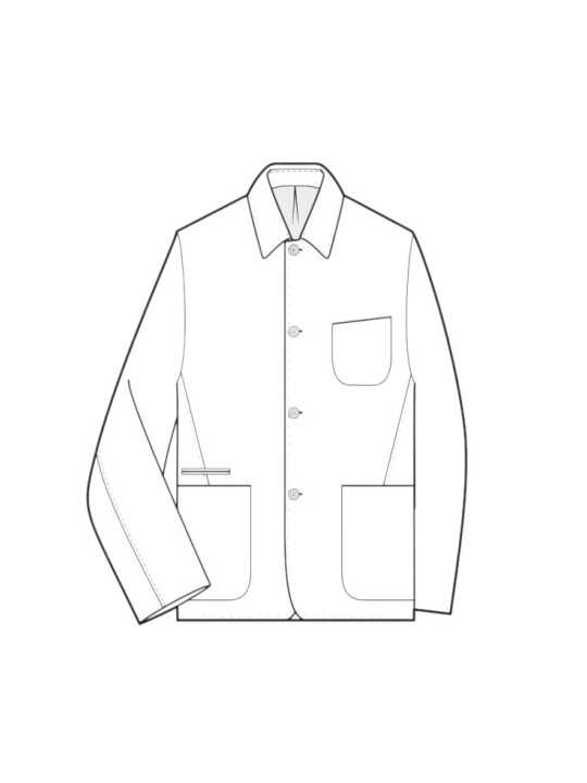 VESTE 5 BOUTONS PRINCE DE GALLE CHOCO NAVY POCHES PLAQUEES M1R 017X W03223 76 croquis