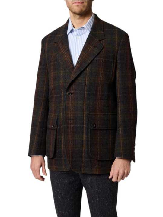 Veste saharienne tartan gris rouille M1R 2375 W03206 75 Paul Smith homme Strasbourg boutique vêtement shop store online front