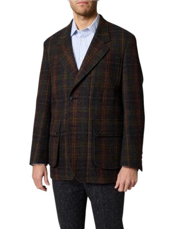 Veste saharienne tartan gris rouille M1R 2375 W03206 75 Paul Smith homme Strasbourg boutique vêtement shop store online front