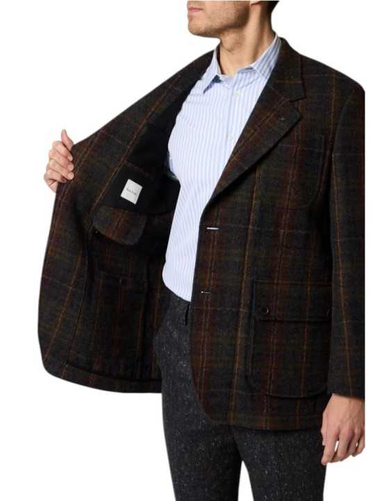 Veste saharienne tartan gris rouille M1R 2375 W03206 75 Paul Smith homme Strasbourg boutique vêtement shop store online in