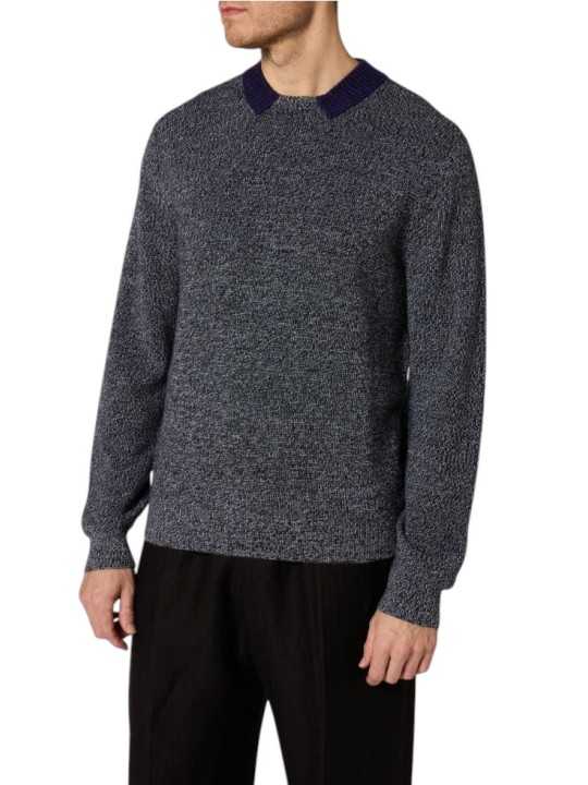Pull col rond faux col polo violet chiné noir blanc M1R 991Z W03288 79 Paul Smith homme boutique Strasbourg vêtement shop front