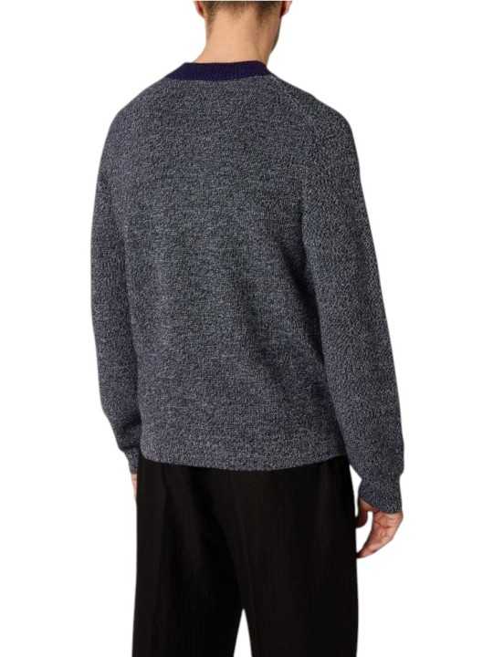 Pull col rond faux col polo violet chiné noir blanc M1R 991Z W03288 79 Paul Smith homme boutique Strasbourg vêtement shop dos