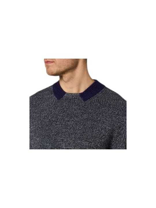 Pull col rond faux col polo violet chiné noir blanc M1R 991Z W03288 79 Paul Smith homme boutique Strasbourg vêtement shop col