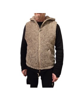 Gilet sans manche bouclette beige capuche Ungaro Homme U3200 L5167 15 boutique Strasbourg store vêtement mode shop front