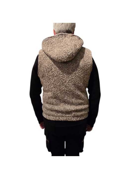 Gilet sans manche bouclette beige capuche Ungaro Homme U3200 L5167 15 boutique Strasbourg store vêtement mode shop back
