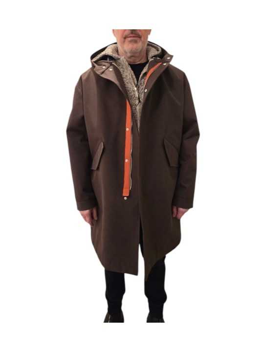 Parka Fishtell capuche coton enduit kaki Ungaro Homme U3095 L5169 32 boutique Strasbourg France vêtement mode shop store dvt