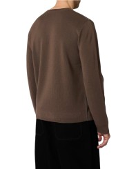 Pull fin taupe surpiqué turquoise boutonnière épaule M1R 992Z W03257 67 Paul Smith homme Strasbourg vêtement mode store shop d