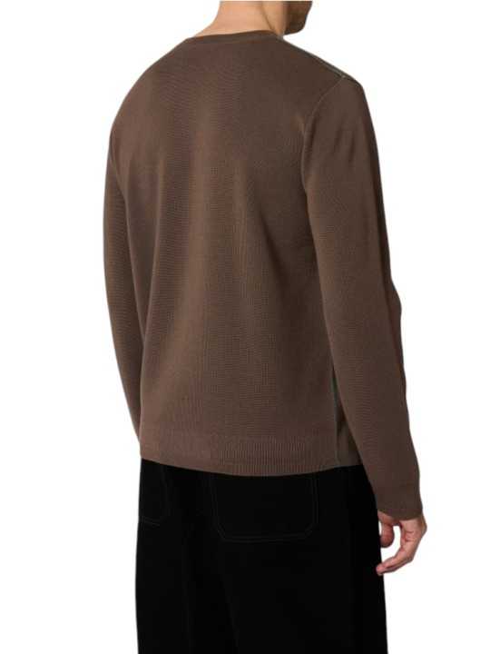 Pull fin taupe surpiqué turquoise boutonnière épaule M1R 992Z W03257 67 Paul Smith homme Strasbourg vêtement mode store shop d