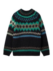 Pull jacquard noir émeraude épais M1R A002 W03263 79 Paul Smith homme Strasbourg mode vêtement store shop flat