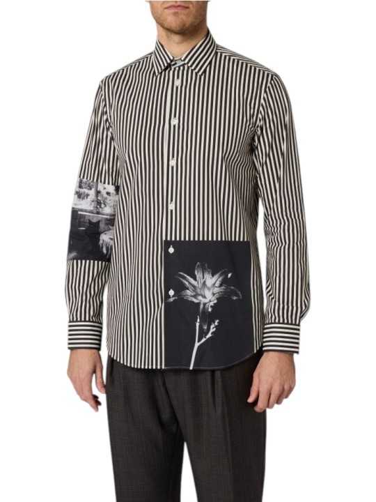 Chemise rayée blanc noir photos chat fleur M1R A112 W03312 79 Paul Smith homme Strasbourg boutique Strasbourg vêtement mode