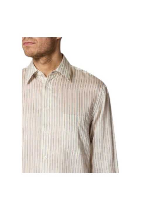 Chemise écru rayée ciel lyocell soie M1R A118 W03197 08 Paul Smith homme Strasbourg boutique mode vêtement store shop détail