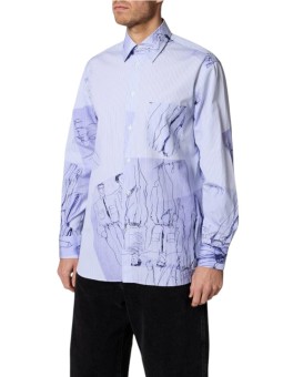 Chemise oversize rayée blanc bleu croquis navy M1R A118 W03213 40 Paul Smith homme boutique Shop store mode vêtement front