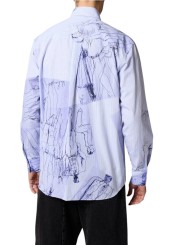 Chemise oversize rayée blanc bleu croquis navy M1R A118 W03213 40 Paul Smith homme boutique Shop store mode vêtement dos
