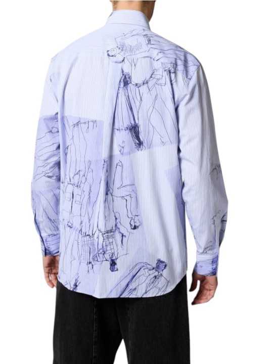Chemise oversize rayée blanc bleu croquis navy M1R A118 W03213 40 Paul Smith homme boutique Shop store mode vêtement dos