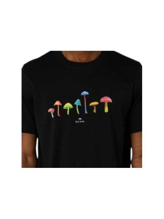 T-shirt noir champignons multi Paul Smith Homme M2R 011R WP6077 79 boutique vêtement Strasbourg shop store mode détail