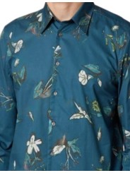 Chemise bleu print floral vert blanc Paul Smith Homme M2R 765X W22791 44 boutique shirt mode vêtement Strasbourg shop zoom