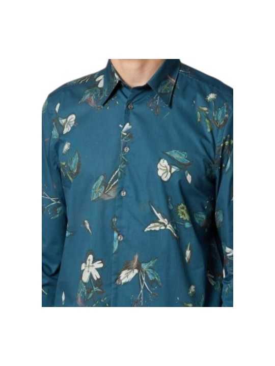 Chemise bleu print floral vert blanc Paul Smith Homme M2R 765X W22791 44 boutique shirt mode vêtement Strasbourg shop zoom