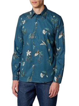 Chemise bleu print floral vert blanc Paul Smith Homme M2R 765X W22791 44 boutique shirt mode vêtement Strasbourg shop front