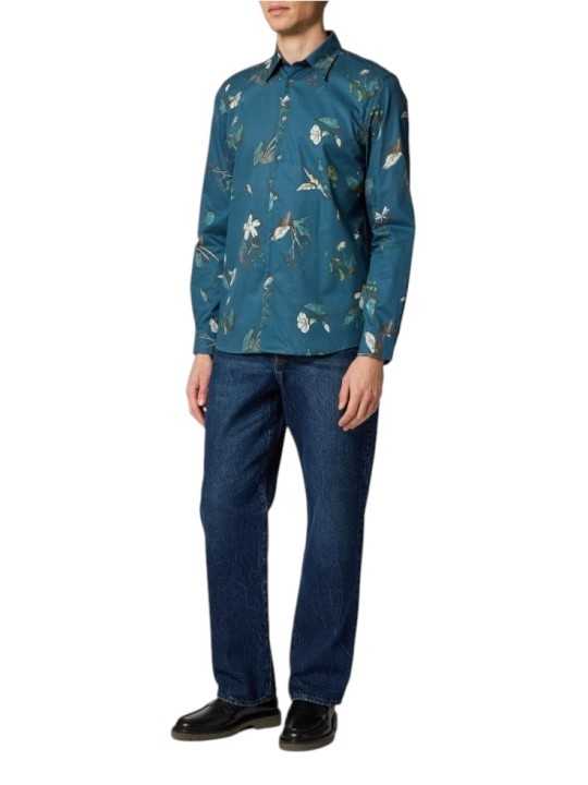 Chemise bleu print floral vert blanc Paul Smith Homme M2R 765X W22791 44 boutique shirt mode vêtement Strasbourg shop look