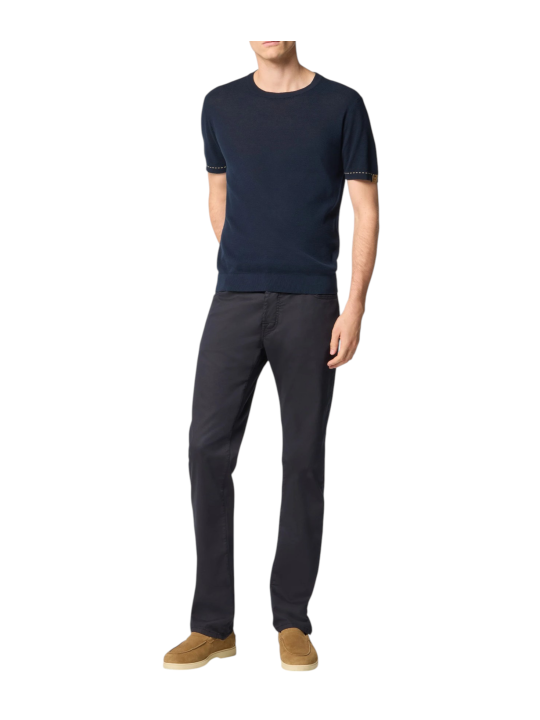 Pull manches courtes navy surpiqué beige Jacob Cohen homme boutique Strasbourg vêtement mode store shop JUM_SG034000X0006FLY97 l