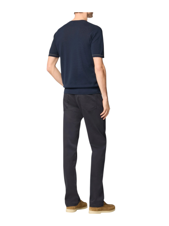 Pull manches courtes navy surpiqué beige Jacob Cohen homme boutique Strasbourg vêtement mode store shop JUM_SG034000X0006FLY97 u
