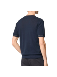 Pull manches courtes navy surpiqué beige Jacob Cohen homme boutique Strasbourg vêtement mode store shop JUM_SG034000X0006FLY97 c