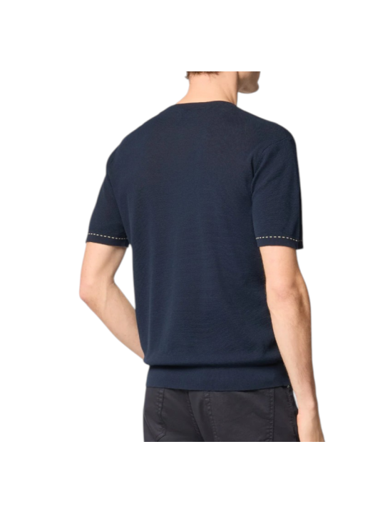 Pull manches courtes navy surpiqué beige Jacob Cohen homme boutique Strasbourg vêtement mode store shop JUM_SG034000X0006FLY97 c