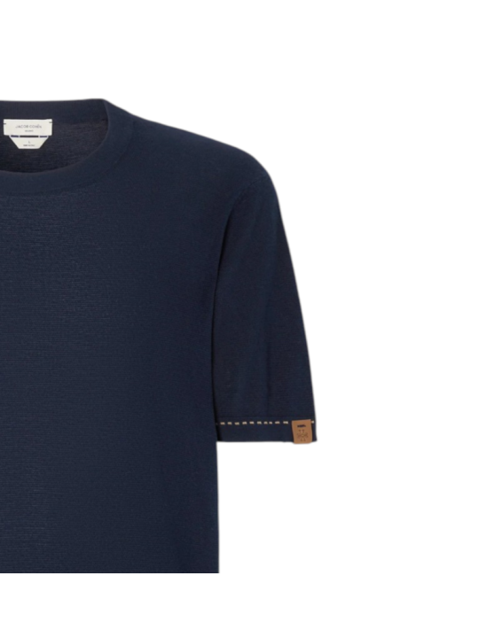 Pull manches courtes navy surpiqué beige Jacob Cohen homme boutique Strasbourg vêtement mode store shop JUM_SG034000X0006FLY97 z