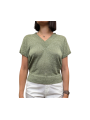 MAILLE COL V SEQUINS VERT OLIVE MANCHES COURTES W261815 451 AROVESCIO FEMME Strasbourg avant