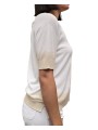 MAILLE OVERSIZE MANCHES COURTES TIE VANILLE SABLE W262004 059 AROVESCIO FEMME profil