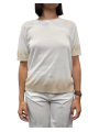 MAILLE OVERSIZE MANCHES COURTES TIE VANILLE SABLE W262004 059 AROVESCIO FEMME face