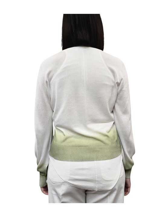 PULL MANCHES LONGUES COURT TIE OLIVE BLANC W262204 451 AROVESCIO FEMME Strasbourg maille boutique dos