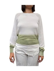 PULL MANCHES LONGUES COURT TIE OLIVE BLANC W262204 451 AROVESCIO FEMME Strasbourg maille boutique avant