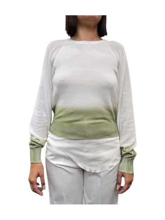PULL MANCHES LONGUES COURT TIE OLIVE BLANC W262204 451 AROVESCIO FEMME Strasbourg maille boutique avant