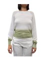 PULL MANCHES LONGUES COURT TIE OLIVE BLANC W262204 451 AROVESCIO FEMME Strasbourg maille boutique avant