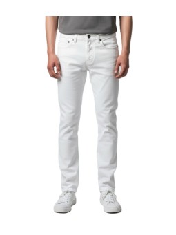 JEANS BARD FAST BLANC JACRON BRODE BLANC P3732 TN A00 JACOB COHEN HOMME porté