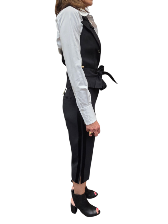 GILET TAILLEUR noir GABARDINE CEINTURE GL00561E2 ELISABETTA FRANCHI femme boutique Strasbourg vêtement shop profil
