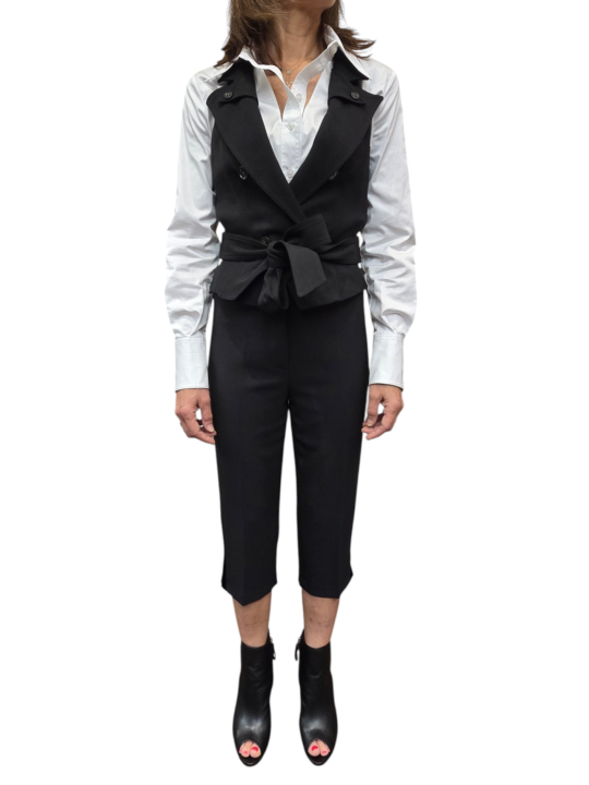 GILET TAILLEUR noir GABARDINE CEINTURE GL00561E2 ELISABETTA FRANCHI femme boutique Strasbourg vêtement shop dvt