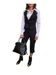 GILET TAILLEUR noir GABARDINE CEINTURE GL00561E2 ELISABETTA FRANCHI femme boutique Strasbourg vêtement shop look