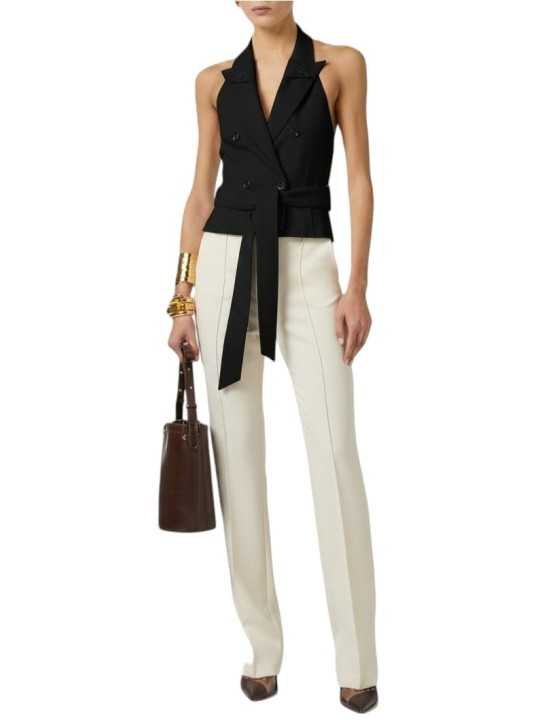 GILET TAILLEUR NOIR GABARDINE CEINTURE GL00561E2 110 ELISABETTA FRANCHI