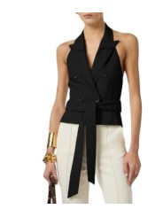 GILET TAILLEUR noir GABARDINE CEINTURE GL00561E2 ELISABETTA FRANCHI femme boutique Strasbourg vêtement shop