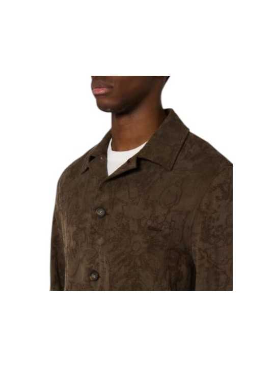 Sur Chemise marron texturée floral Paul Smith Homme M2R 908Z W22820 66 boutique Strasbourg vêtement mode shop col