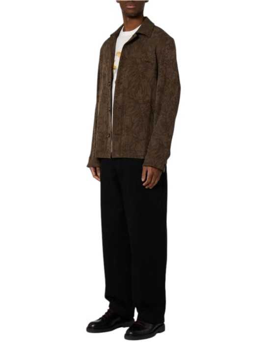 Sur Chemise marron texturée floral Paul Smith Homme M2R 908Z W22820 66 boutique Strasbourg vêtement mode shop look