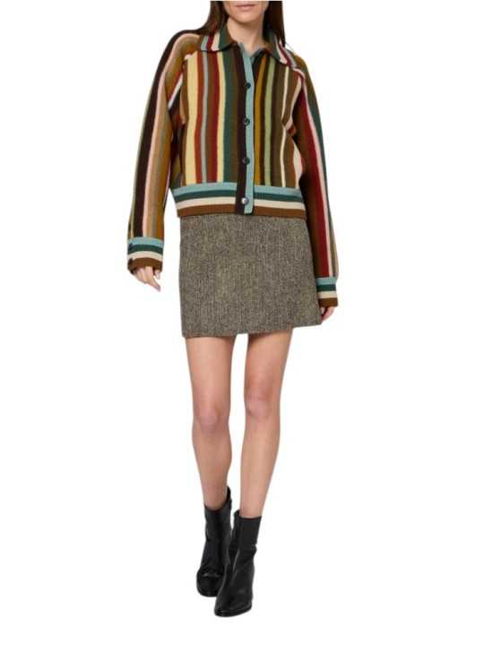 Jupe courte Harris tweed chevron brun écru Paul Smith Femme W1R 322S W03205 61 boutique vêtement mode store shop Strasbourg l